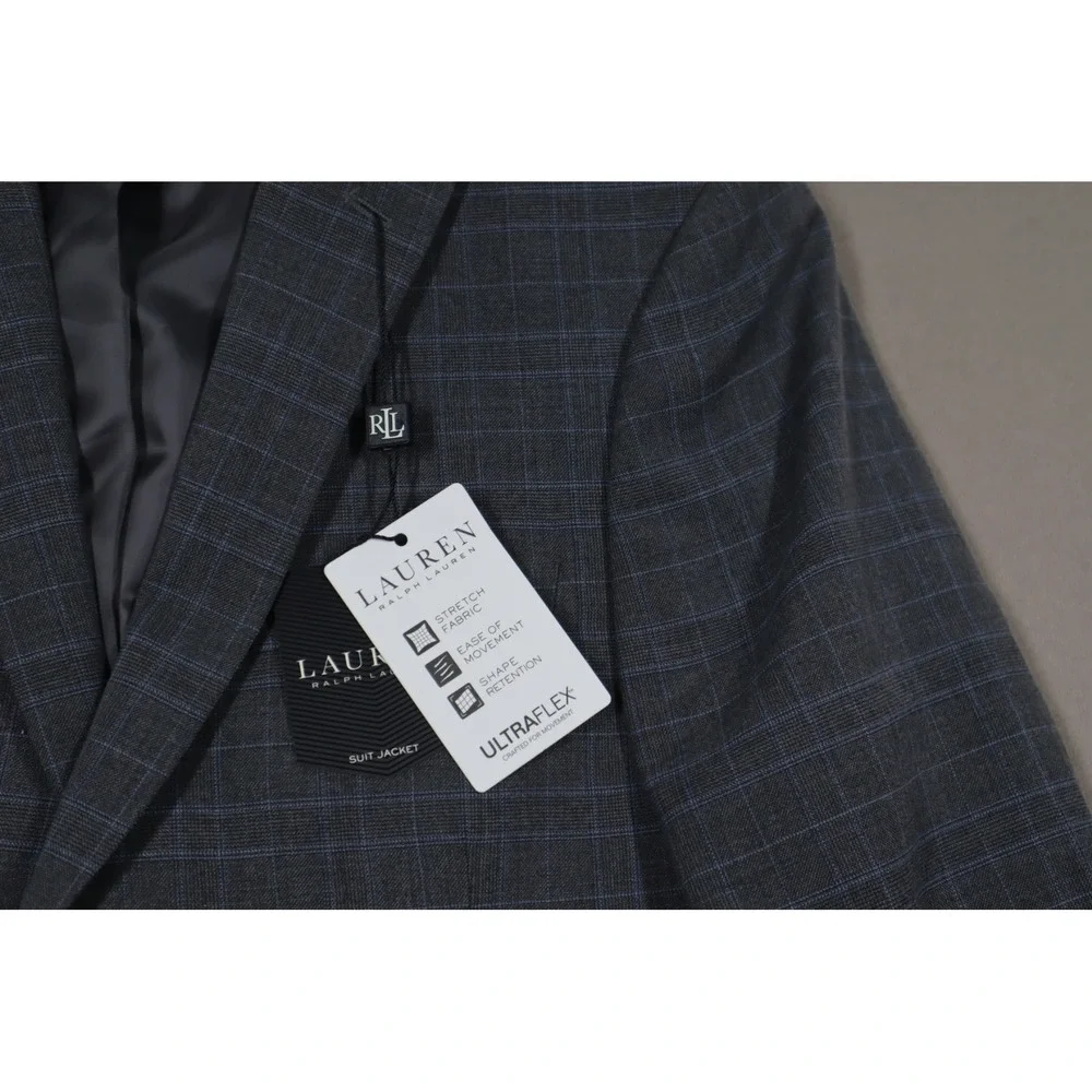 Lauren Ralph Lauren‎ Boys Husky Plaid Classic Sport Blazer Coat Gray - Size 14H